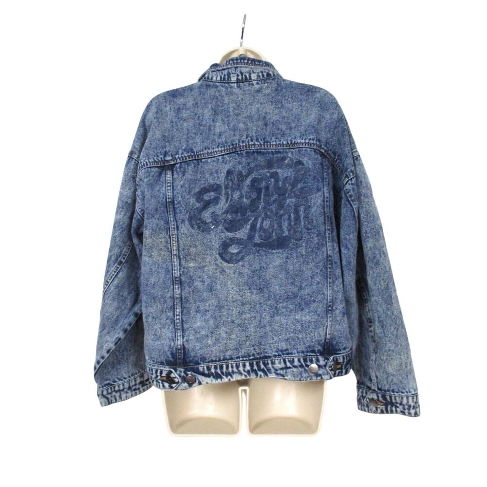Elton John Jean Jacket Womens‎ Large Official Merch Retro Acid Wash Denim Logo